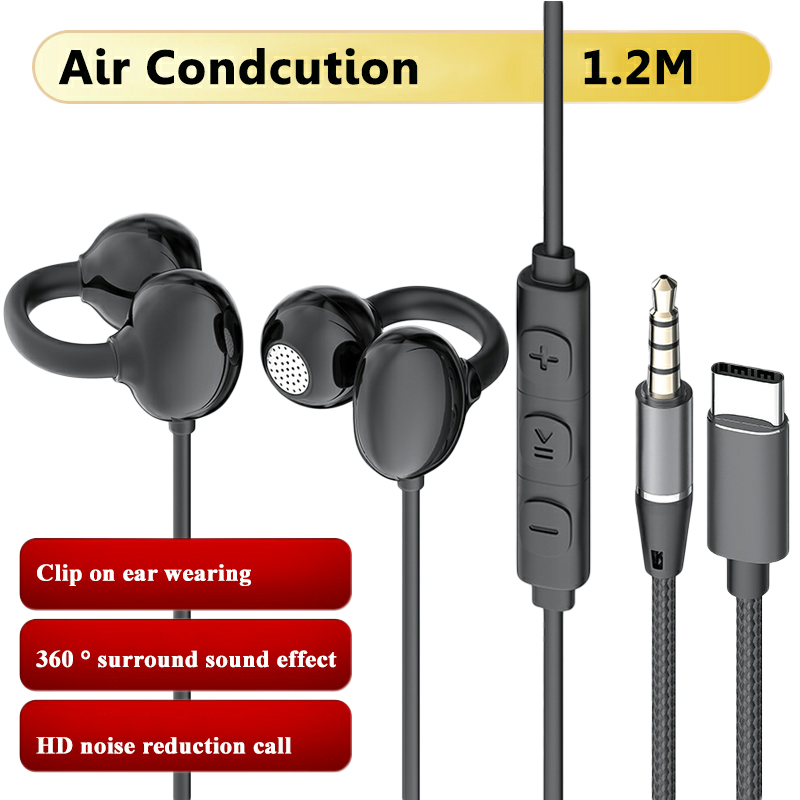 Open Ear Air Conduction Headphones - Kablolu Açık Kulak Kulaklıkları 3.5mm/Type-C Hava